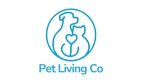 Logo of Pet Living Co with a blue outline of a dog and cat sharing a heart on a white background.